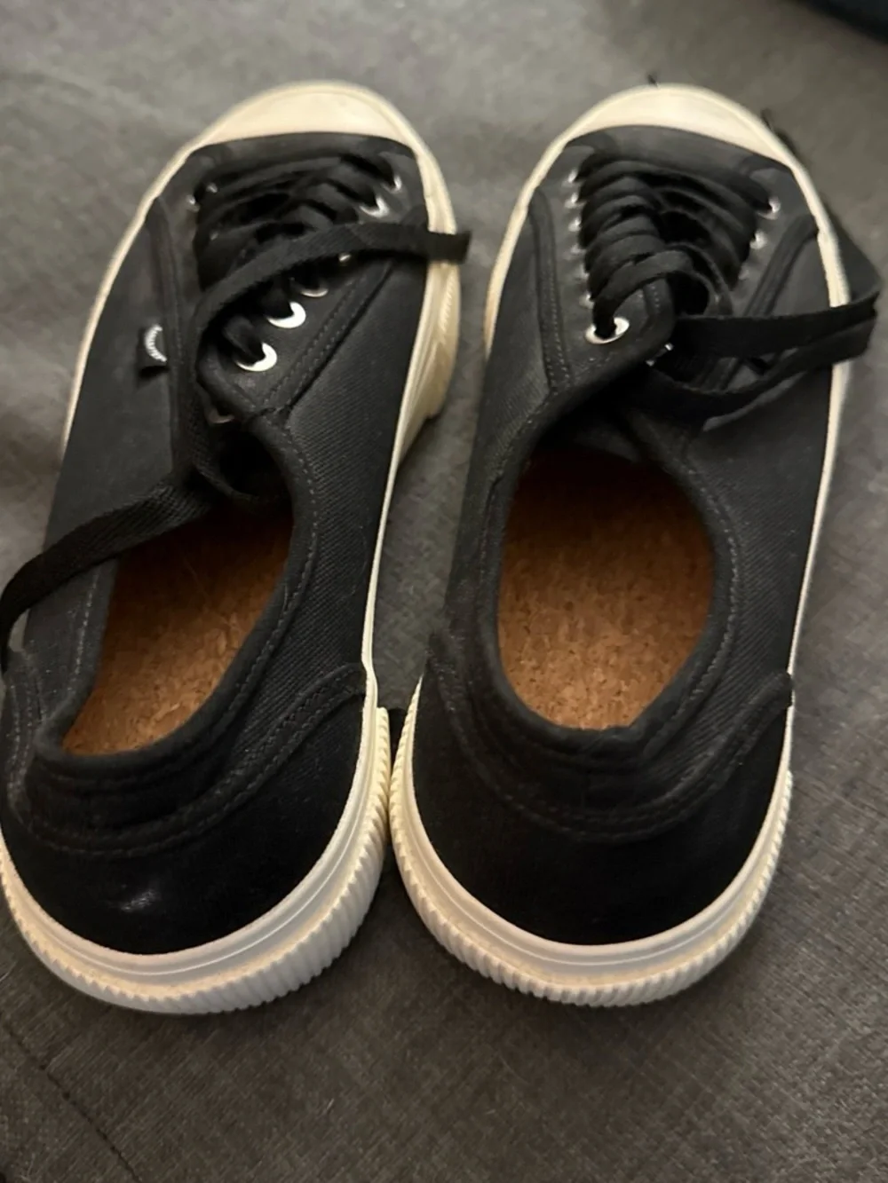 H&M Black Canvas Low-Top Sneakers with White Rubber Toe